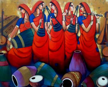 Print of Figurative Music Paintings by Sekhar Roy