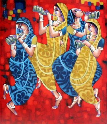Print of Figurative Music Paintings by Sekhar Roy