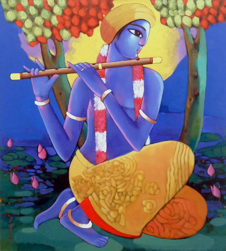 krishna flute painting