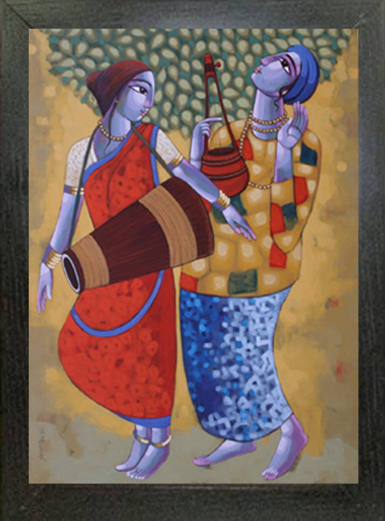 Original Art Deco Music Painting by Sekhar Roy