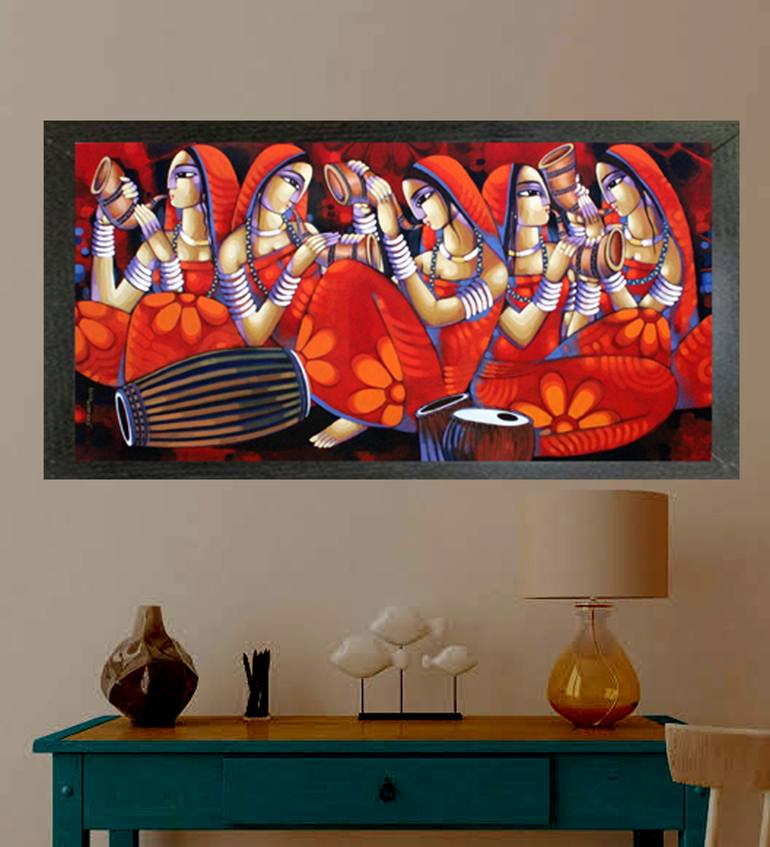 Original Art Deco Music Painting by Sekhar Roy