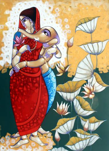 Print of Art Deco Family Paintings by Sekhar Roy