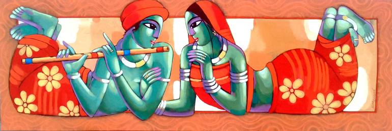 Original Art Deco Love Paintings by Sekhar Roy