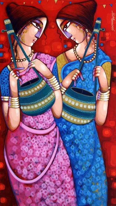 Print of Art Deco Music Paintings by Sekhar Roy