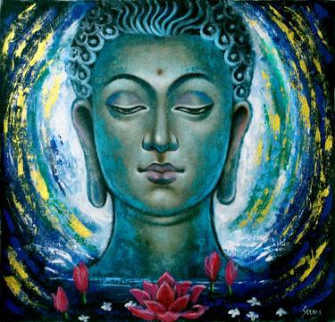 Buddha painting on canvas thumb