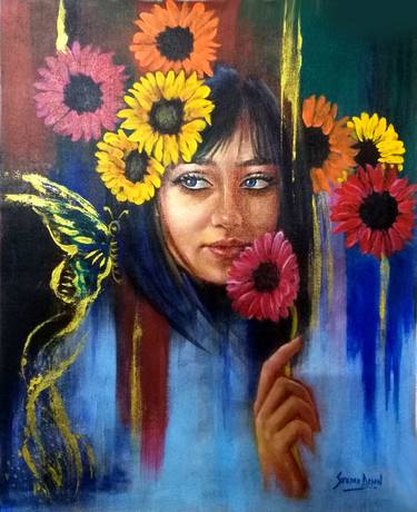 Girl with Sunflowers thumb