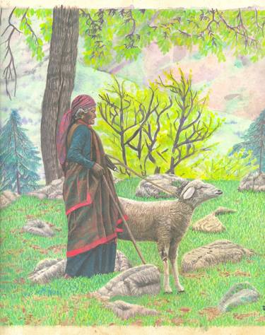 Vashist Woman with Sheep thumb