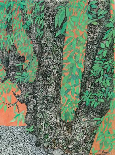 Print of Modern Tree Paintings by Bhagvati Nath