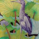 Bird and water Lilies by Bhagvati Nath