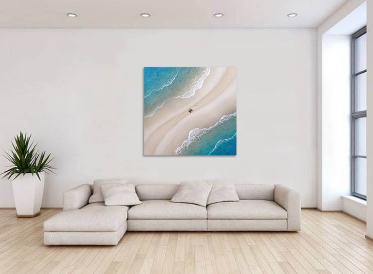 Original Art Deco Seascape Painting by Angel  Ortiz