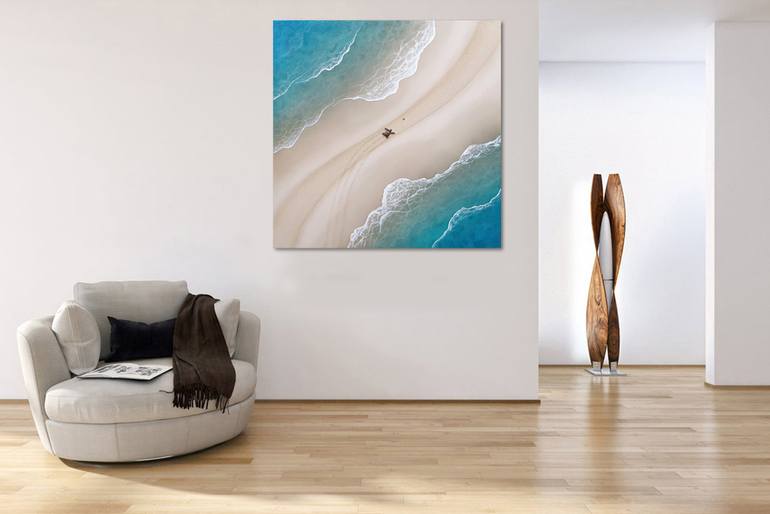 Original Art Deco Seascape Painting by Angel  Ortiz