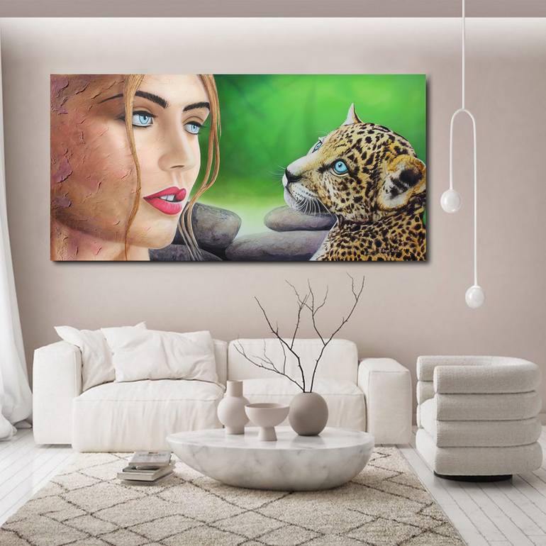 Original Art Deco Animal Painting by Angel  Ortiz