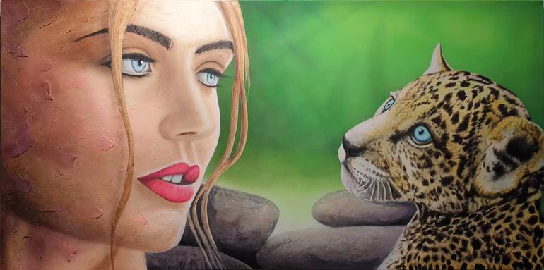 Original Art Deco Animal Painting by Angel  Ortiz