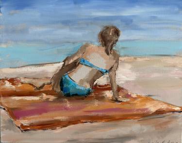 Original Figurative Beach Paintings by Angela Anderson