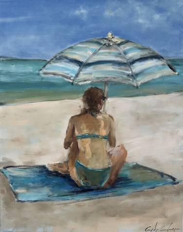 Original Impressionism Beach Painting by Angela Anderson