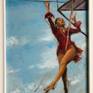 This is a painting of Aurelia Wallenda of the The Flying Wallendas in a costume made by her grandmother. She was coming down from a performance on the high wire in this position when I took her picture. She has welcomed me to make these paintings of her. For several years I was obsessed with Aurelia, and continue to admire her poise and talent.