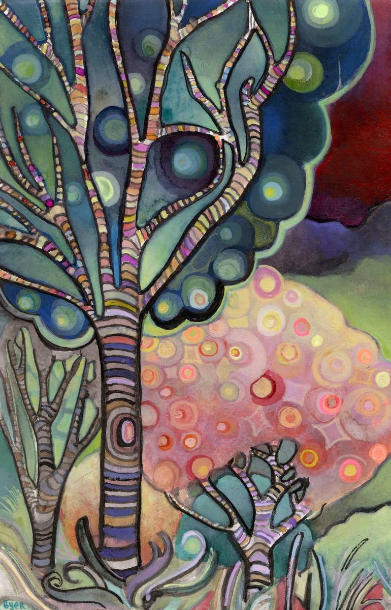 Luminescent Trees Painting by Josh Byer | Saatchi Art