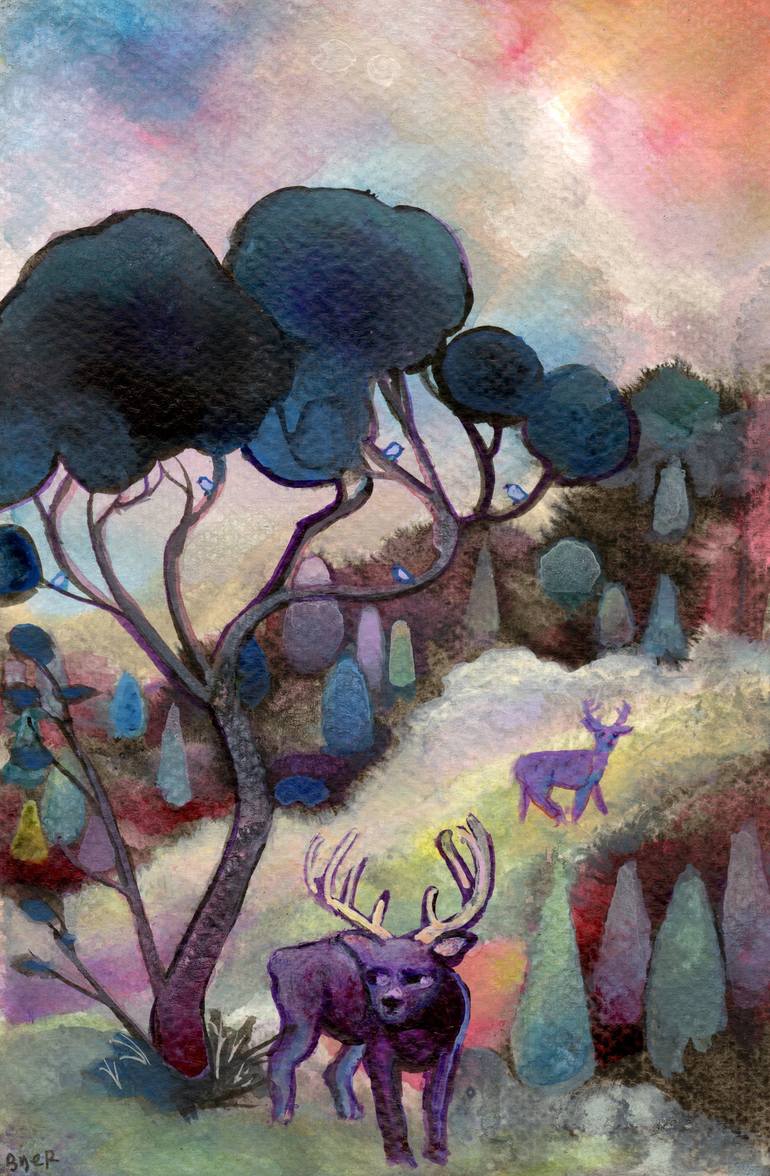 A Hill For Two Bucks Painting by Josh Byer | Saatchi Art United Kingdom