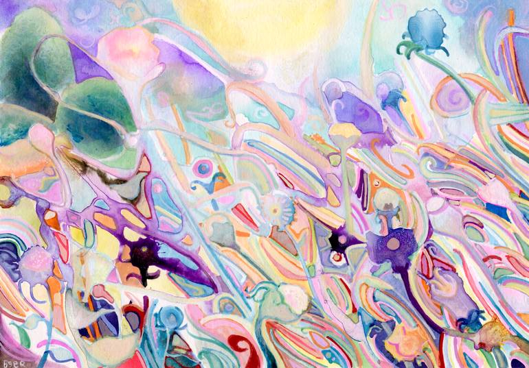 Wild Flowers Reaching For The Sun Painting by Josh Byer | Saatchi Art