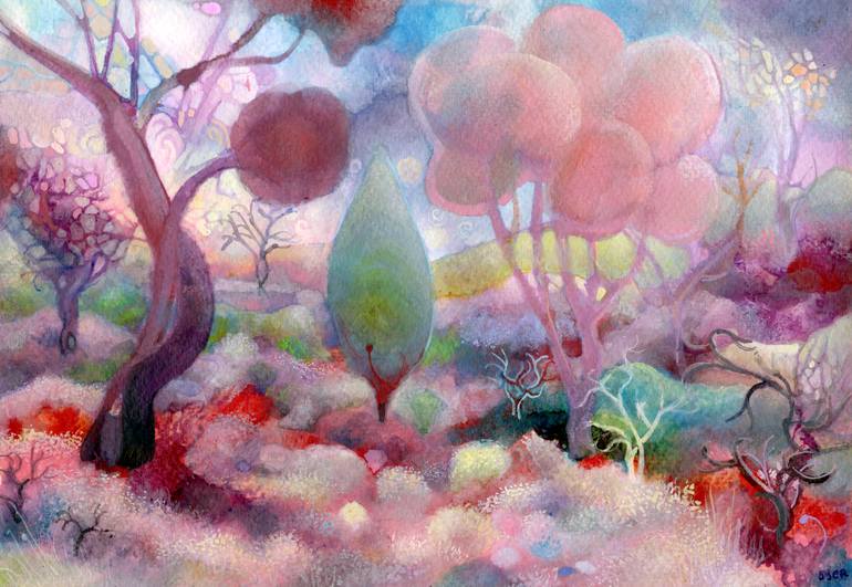 A Sorbet Sunrise in the Mountains Painting by Josh Byer | Saatchi Art