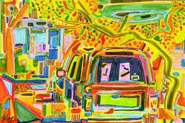 Original Abstract Expressionism Transportation Drawings by Josh Byer