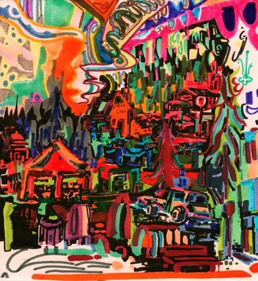 Original Abstract Expressionism Fantasy Drawings by Josh Byer