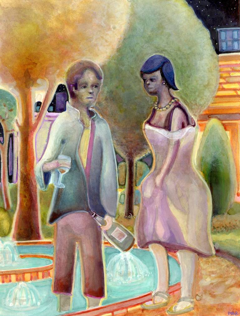 Standing in the Fountain Painting by Josh Byer | Saatchi Art