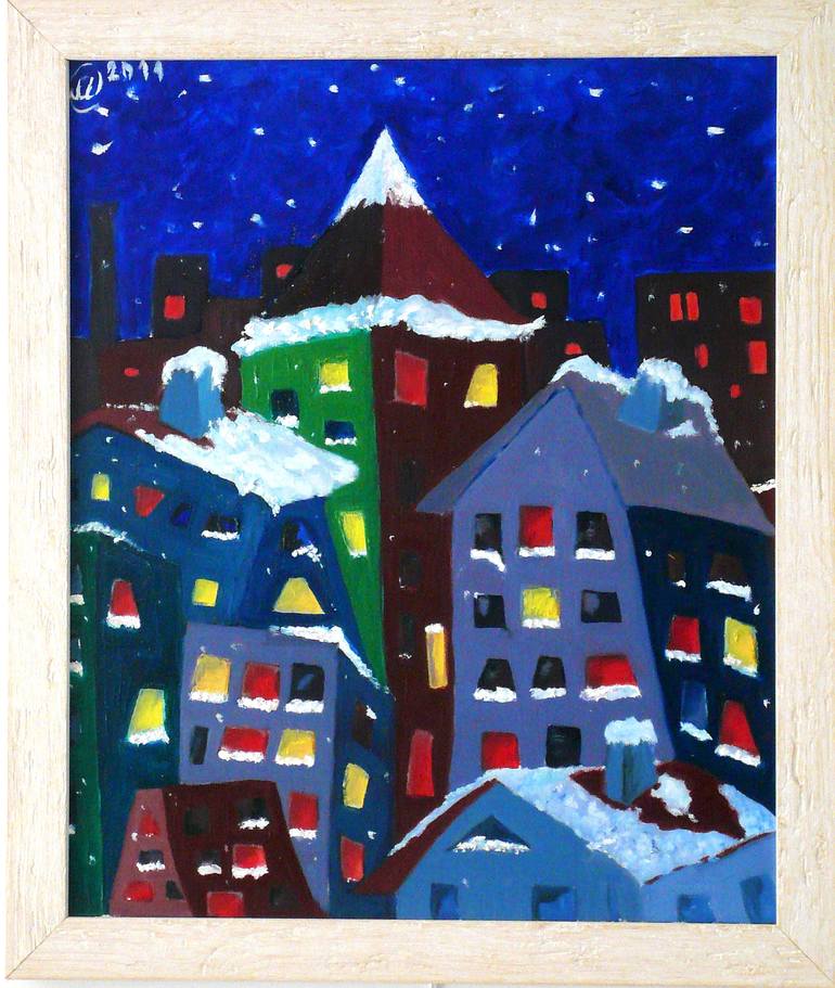 Original Illustration Cities Painting by MariAnna MO Warr