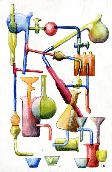 Original Abstract Science Paintings by Rainer Keller
