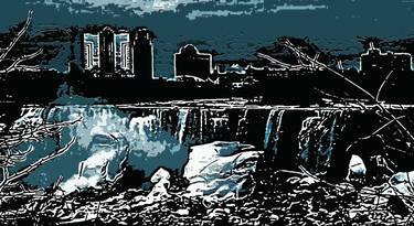 Niagara Falls Frozen At Night thumb