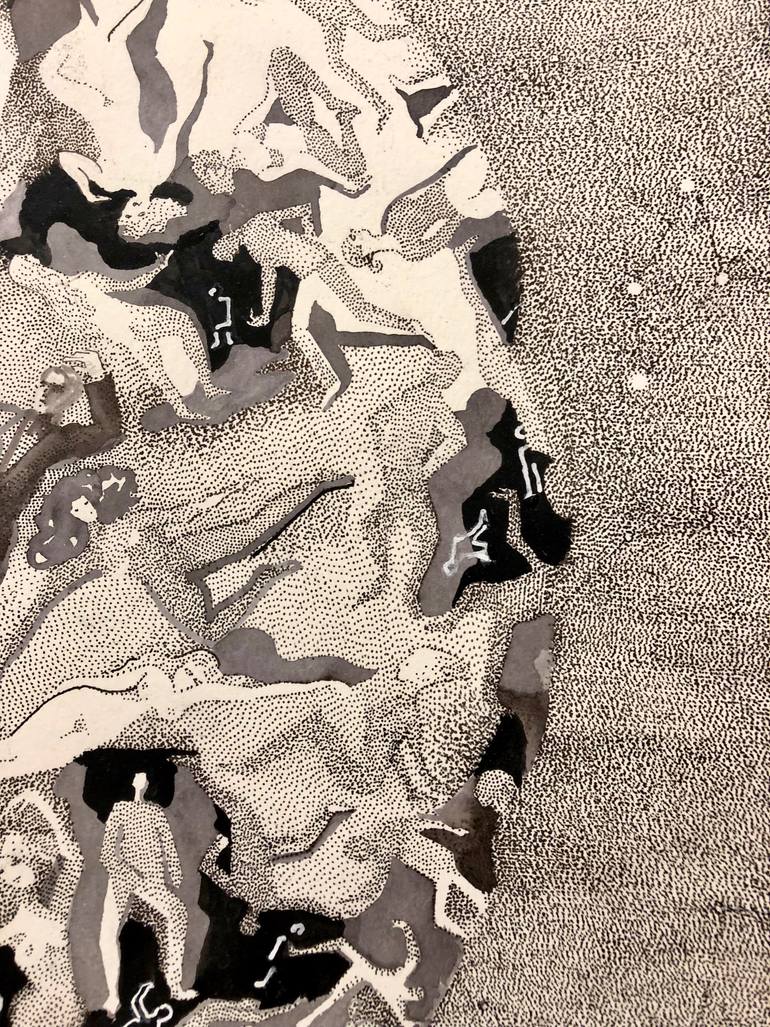 Original Surrealism Outer Space Drawing by Gabor Breznay