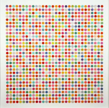900 CANDY DOTS ORIGINAL 3D COLLAGE PAINTING thumb