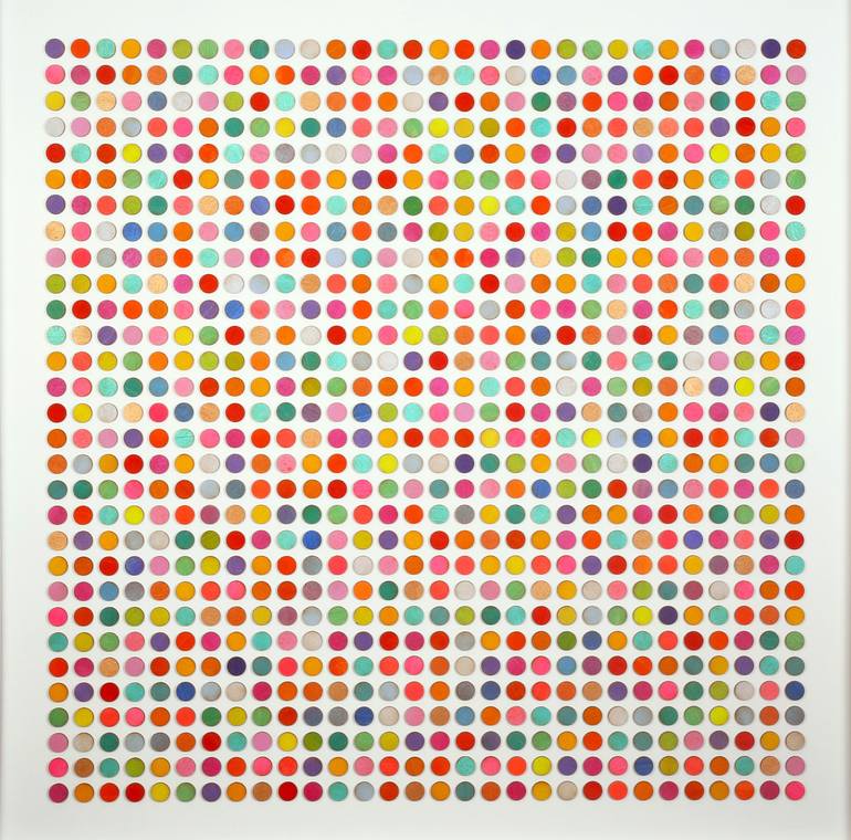 900 CANDY DOTS ORIGINAL 3D COLLAGE PAINTING Painting by Amelia Coward ...