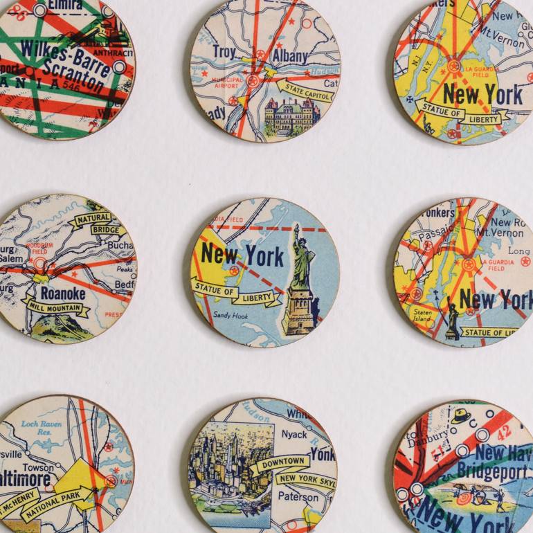 Original Geometric Travel Mixed Media by Amelia Coward