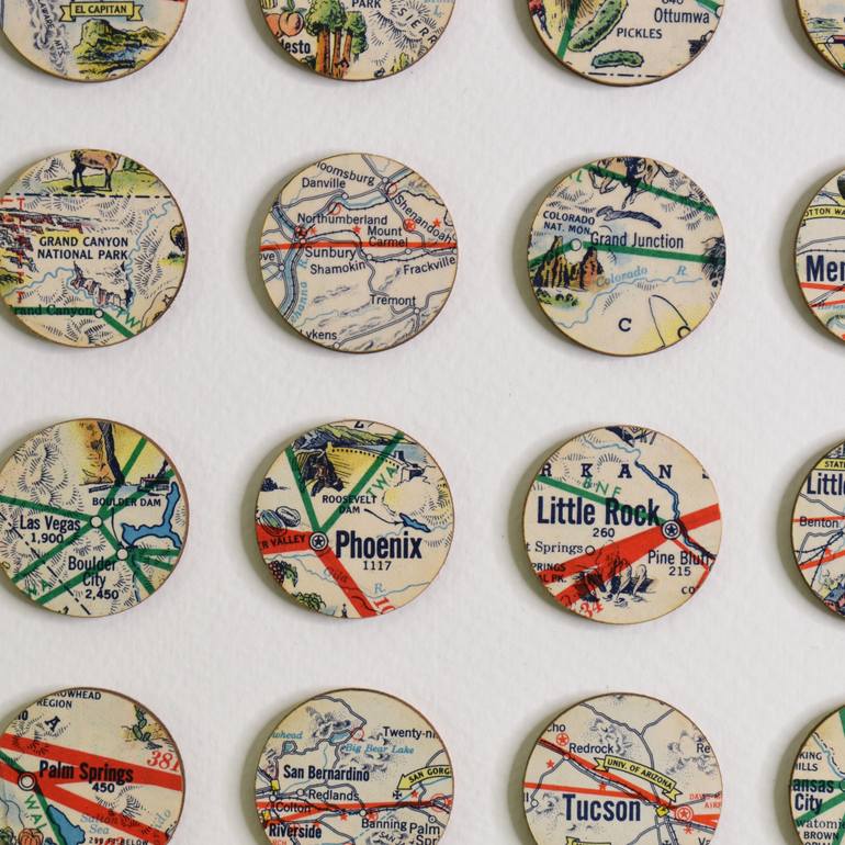 Original Geometric Travel Mixed Media by Amelia Coward