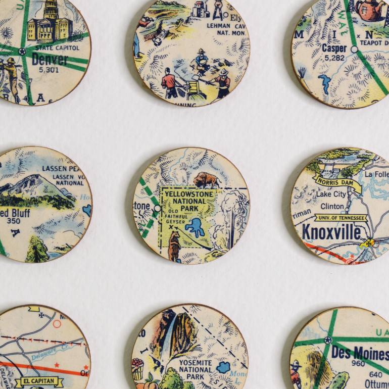Original Geometric Travel Mixed Media by Amelia Coward