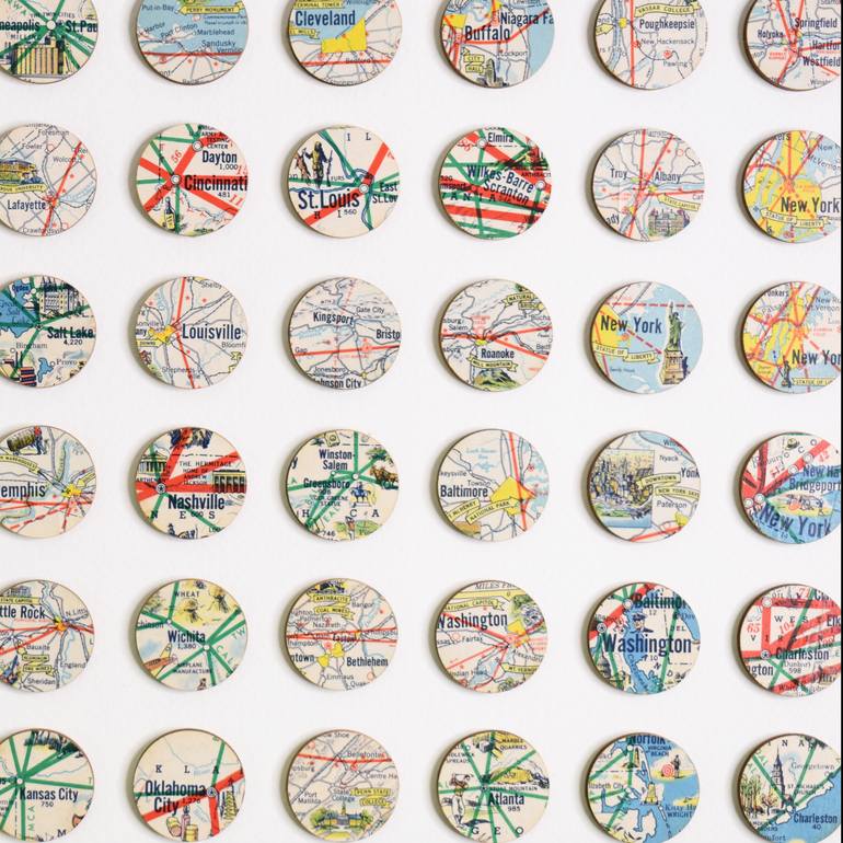 Original Geometric Travel Mixed Media by Amelia Coward