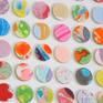 Hand marbled card using a diverse mixture of paints including oil, watercolour and gold powder. meticulously selected and cut into spots.
Mounted floating 3D from the artboard.