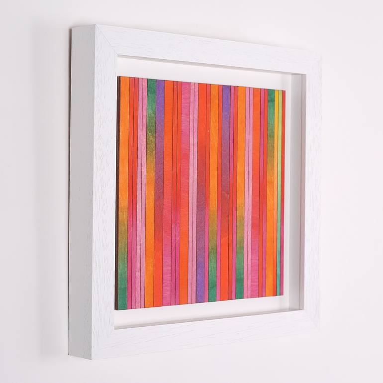 Orange, Pink, Violet & green Striped wood panel Painting by Amelia ...