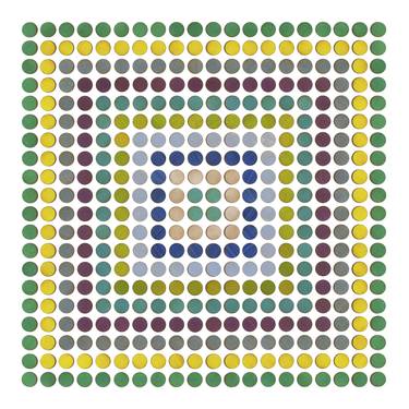 ABSTRACT ART WOOD DOT COLLAGE 'CONCENTRIC SQUARE OF DOTS thumb