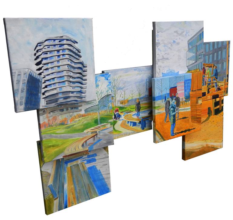 Original Cubism Cities Painting by Hans-Gerhard Meyer