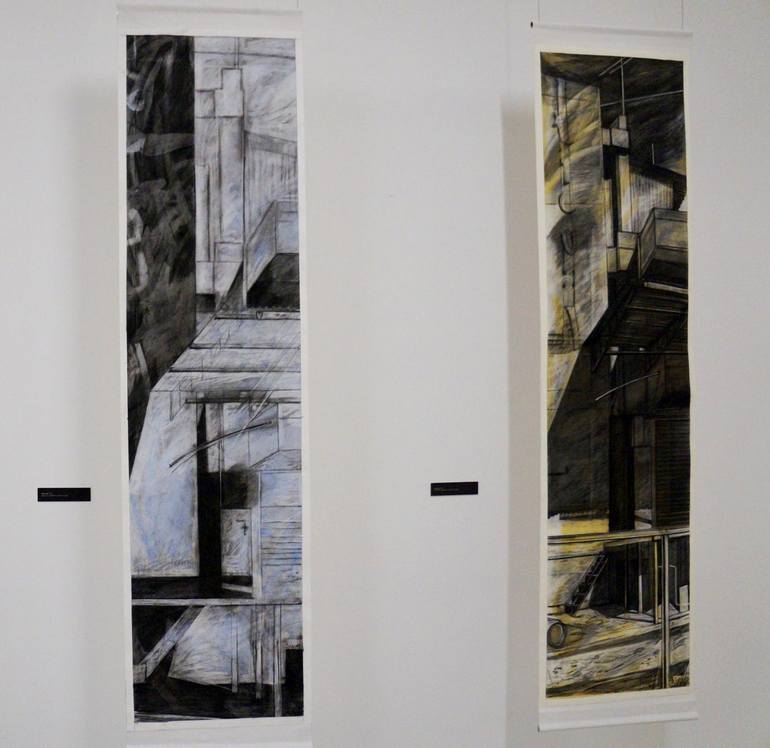Original Modernism Architecture Drawing by Markos Kampanis