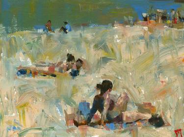Original Figurative Beach Paintings by Darren Thompson