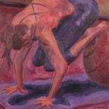 Tense: Balanced Yoga Ball Crunch (oil sketch) by Caitlin Albritton