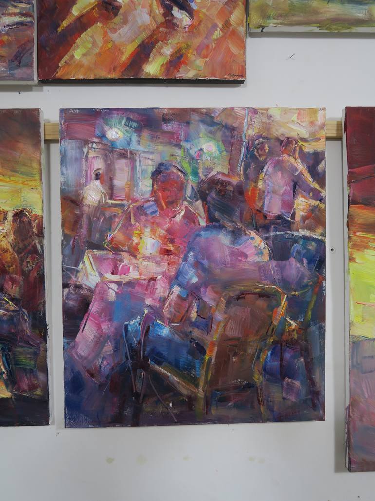 Original Impressionism People Painting by Marta Lipowska
