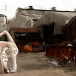 Pink Makonde elephant and the old factory by Fred Stz