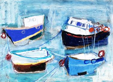 Original Figurative Boat Drawings by Mary Ruggeri