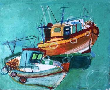 Original Figurative Boat Drawings by Mary Ruggeri