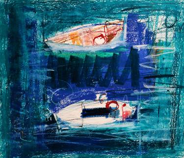 Original Figurative Boat Drawings by Mary Ruggeri