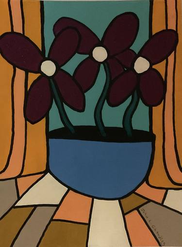 Original Art Deco Floral Paintings by John Chandler